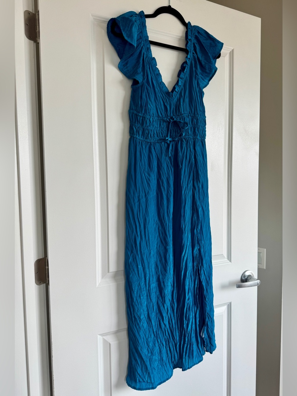 NWT! J. CREW Palermo dress in viscose-blend crinkle Nordic Sea Blue Small CK800 - Picture 6 of 15